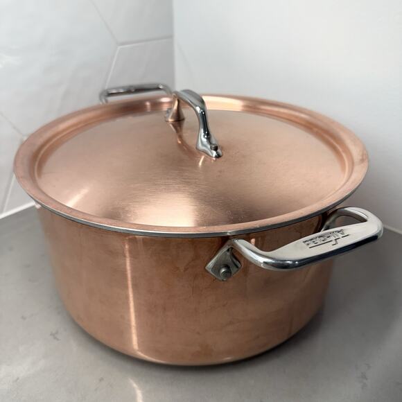 All Clad Copper C2 8 Quart Stock Pot Pan & Lid Cookware Steel Lining - Picture 9 of 14